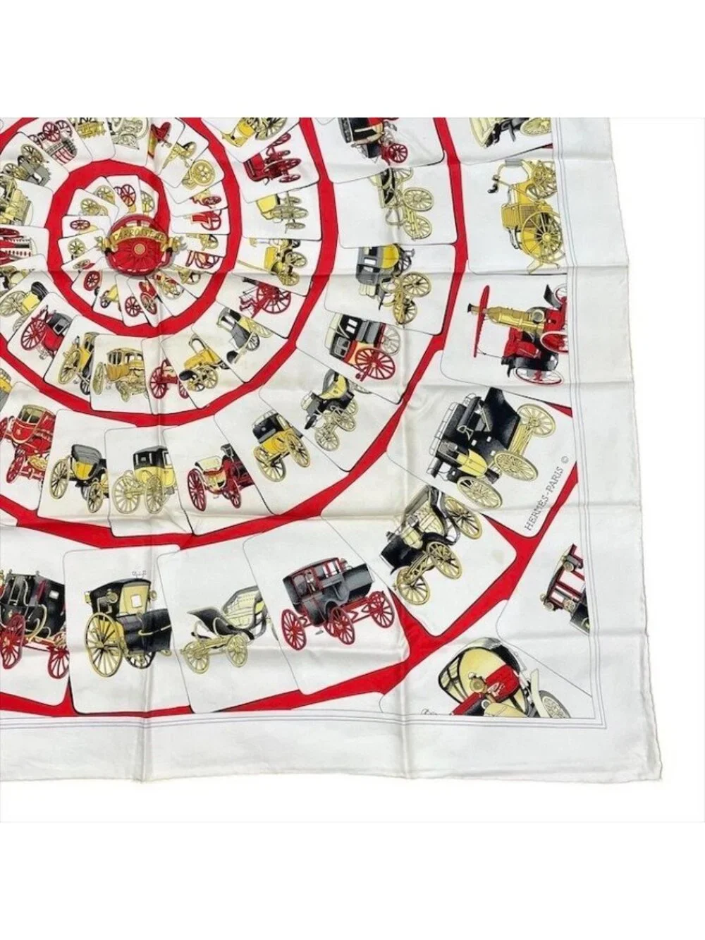 Hermes Carre 90 Large Scarf Shawl Silk Soie White
